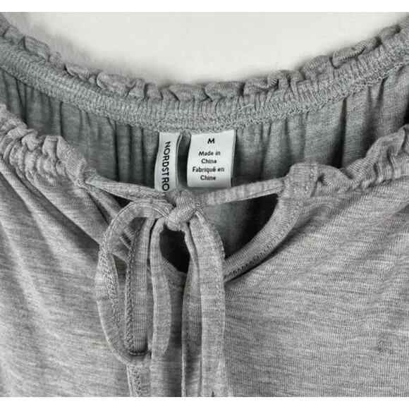 Nordstrom Maxi Dress Swing Tie Detail Peasant Flouncy Hem Minimalist M Gray - Picture 4 of 8